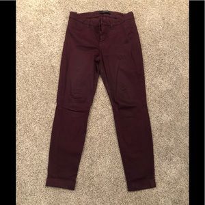 J Brand Burgundy Ankle Pants Size 28